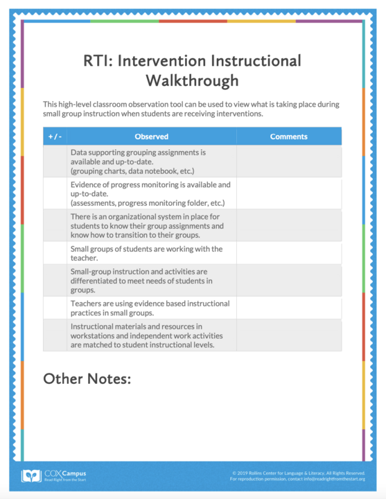 RTI: Intervention Instructional Walkthrough