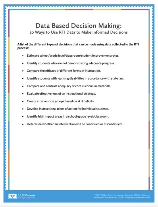 Data Based Decision Making: 10 Ways to Use RTI Data to Make Informed Decisions