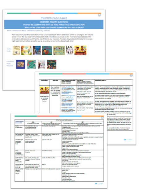 Literacy & Justice: Preschoolers Curriculum Support - Holidays and Celebrations Theme