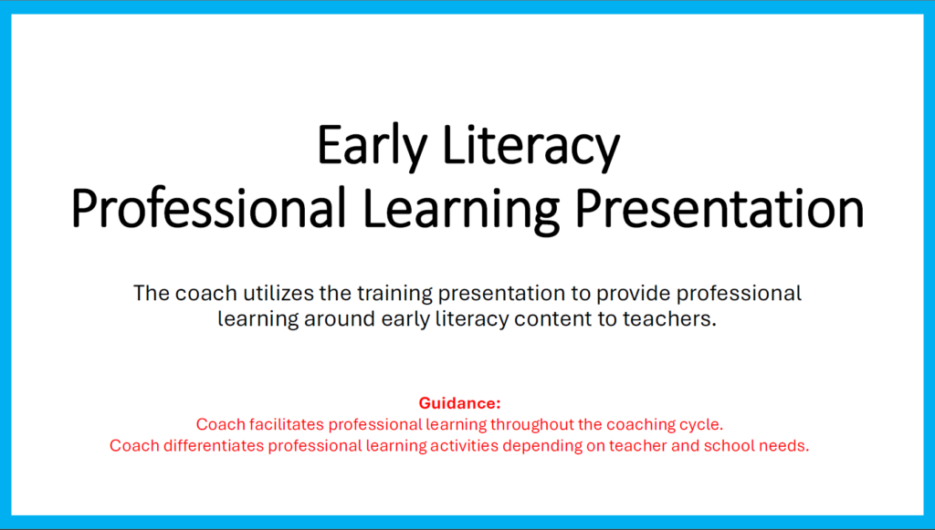 Early Literacy Professional Learning Presentation