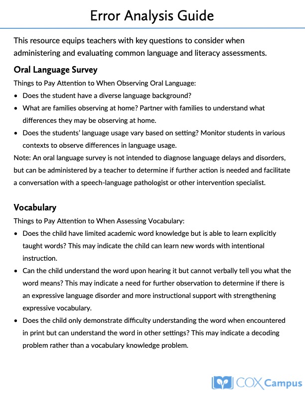 Error Analysis Guide