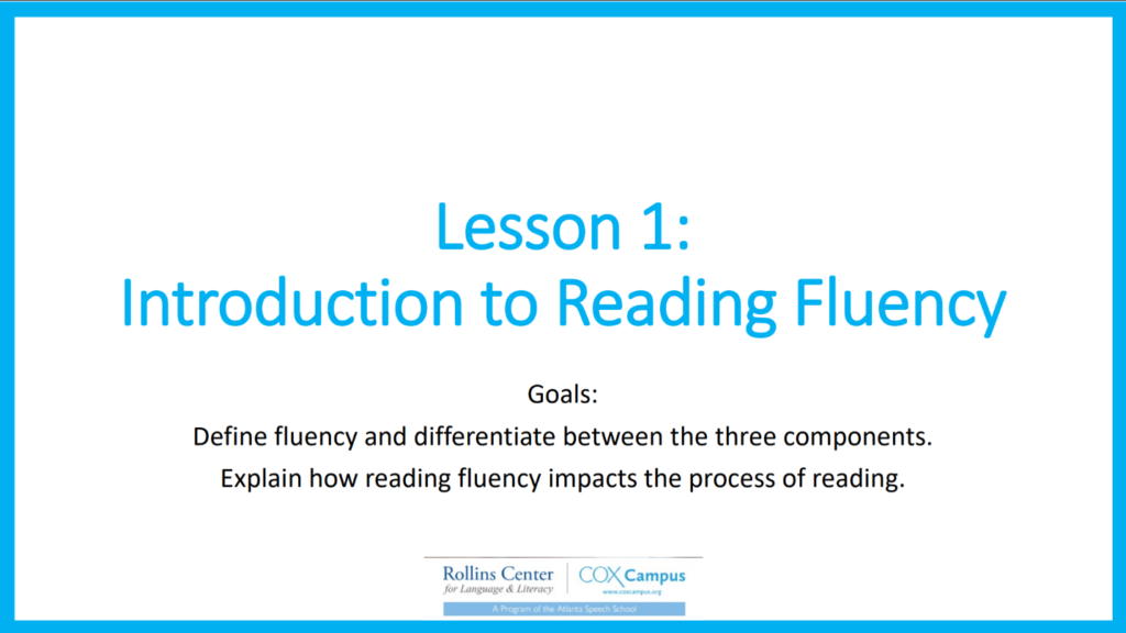 Reading Fluency Professional Learning Presentation with Notes