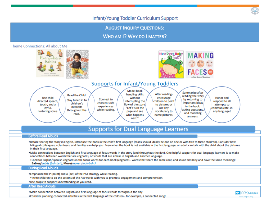 Literacy & Justice:  Infants and Young Toddlers Curriculum Support-All About Me Theme
