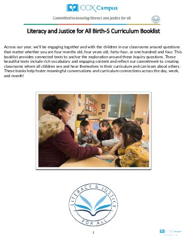 Literacy and Justice For All Curriculum Booklist