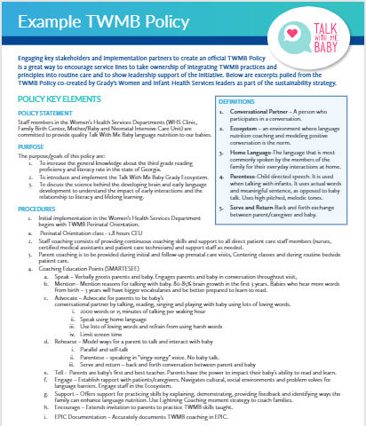 Example Language Nutrition Policy created by TWMB@Grady