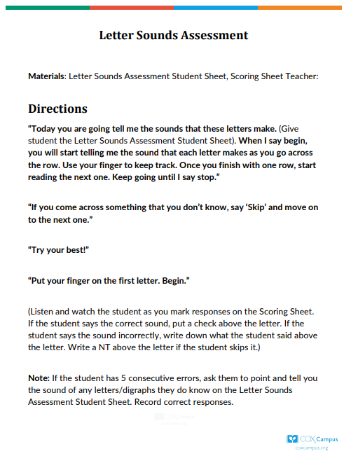 Letter Sounds Assessment