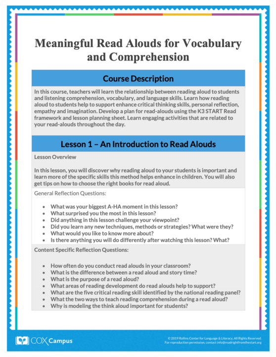 Meaningful Read Alouds Course Guide