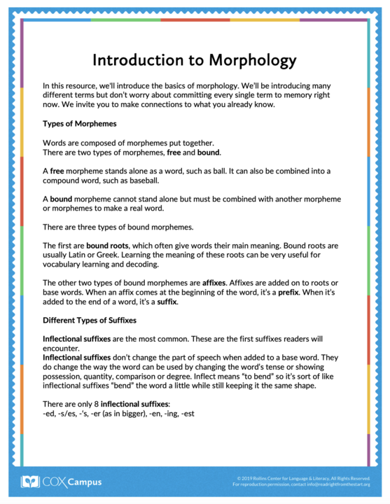 Morphology Extension Resource