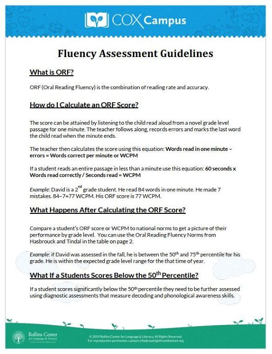 Fluency Assessment Guidelines