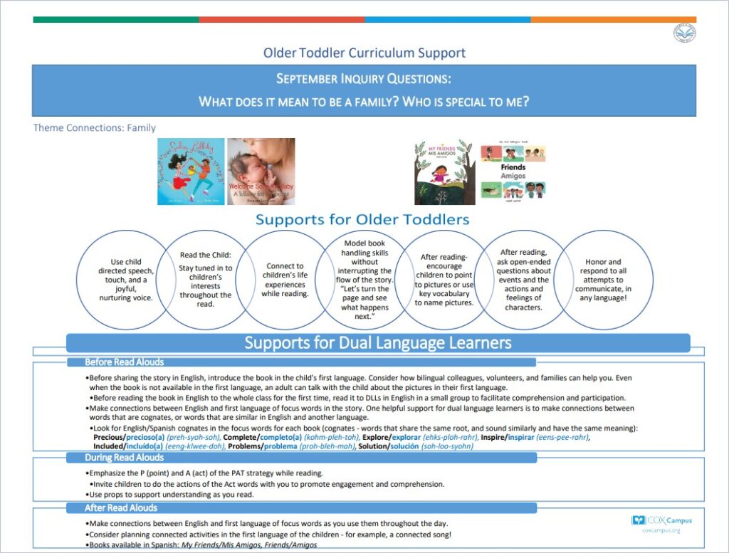Literacy & Justice:  Older Toddlers Curriculum Support-Family Theme