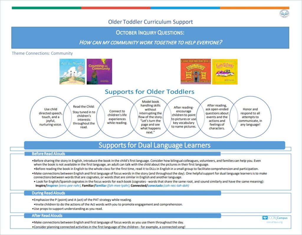 Literacy & Justice: Older Toddlers Curriculum Support-Community Theme