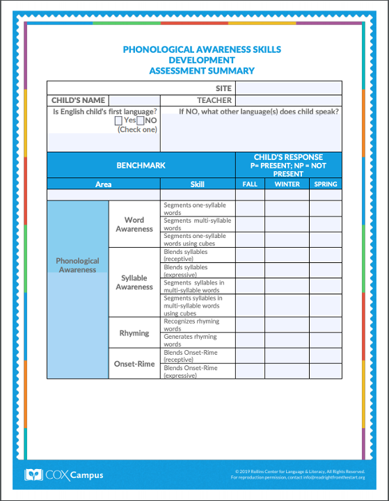 Preschool PA Child Assessment Data Summary