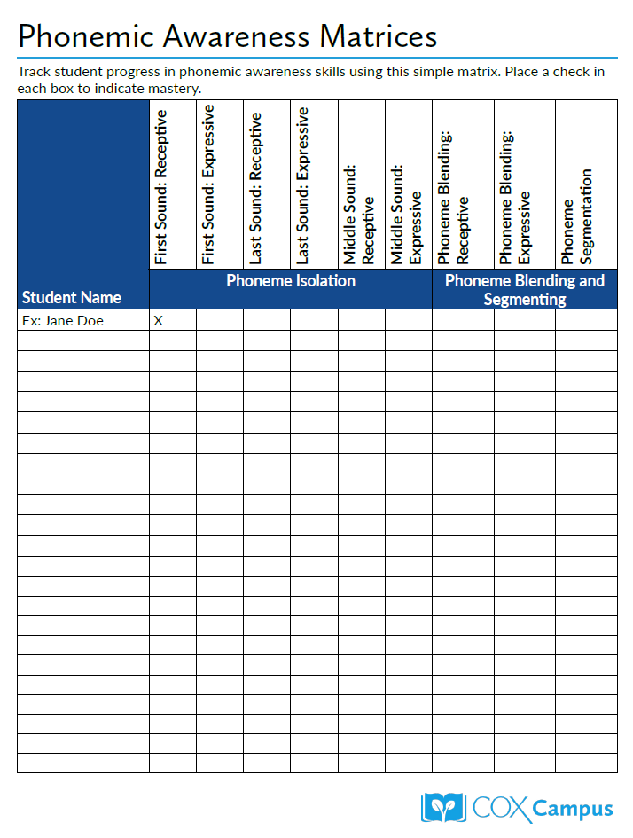 Phonemic Awareness Matrices