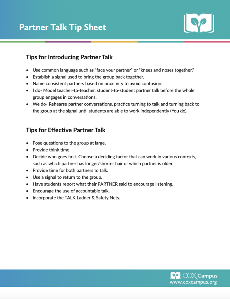 Partner Talk Tip Sheet