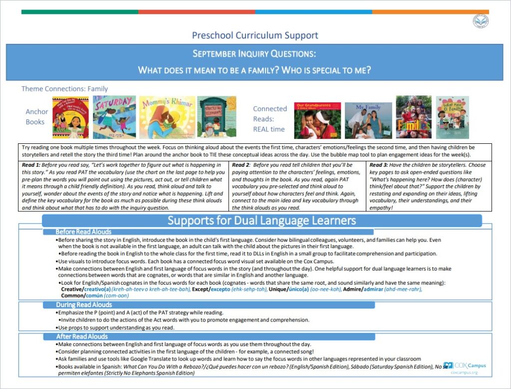 Literacy & Justice: Preschoolers Curriculum Support-Family Theme