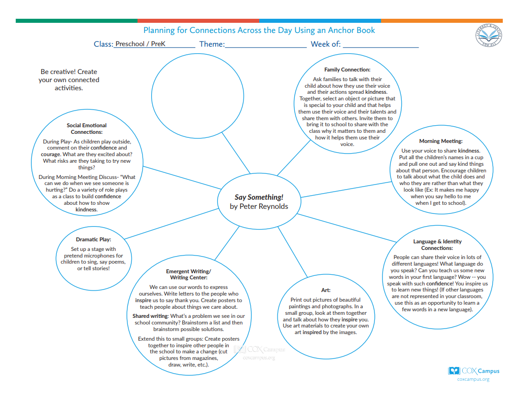 Literacy & Justice: Say Something Bubble Map (Preschoolers) - Kindness and Gratitude Theme