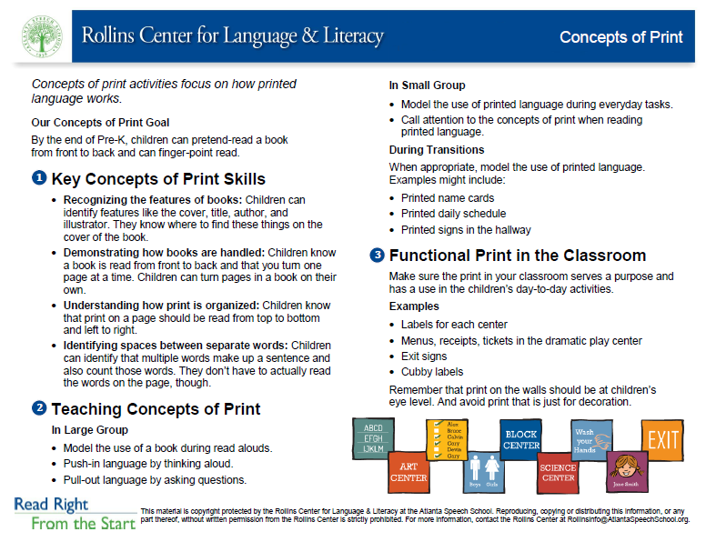 Concepts of Print (Print Awareness) Teaching Aid