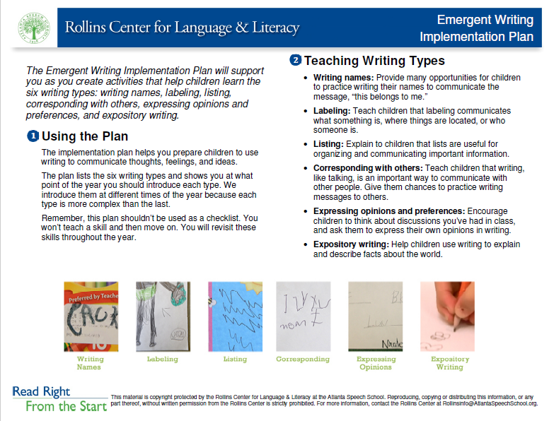 Emergent Writing Implementation Plan Teaching Aid