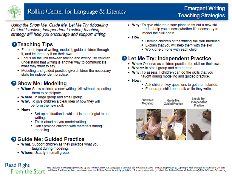 Emergent Writing Teaching Strategies Teaching Aid