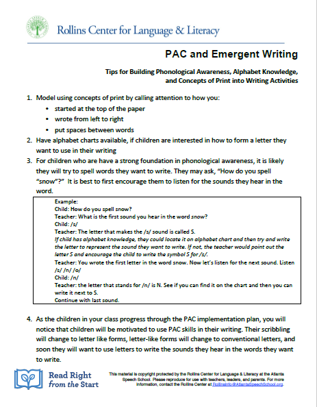 PAC and Emergent Writing