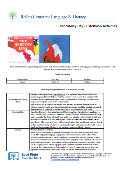 The Snowy Day Extension Activities