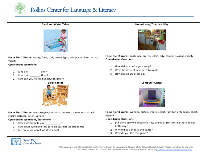 Tier 2 Words and Questions for Centers