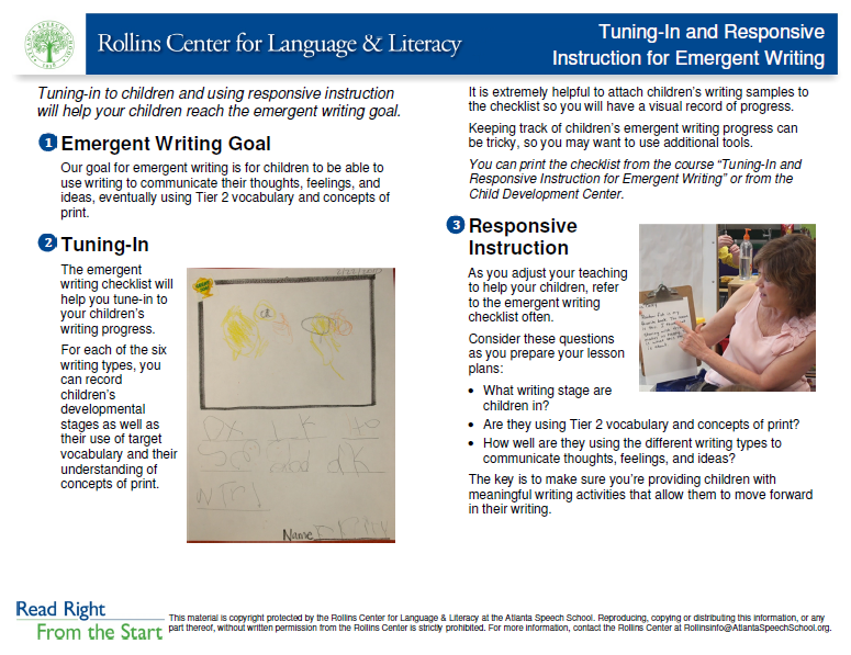Tuning-In and Responsive Instruction for Emergent Writing Teaching Aid
