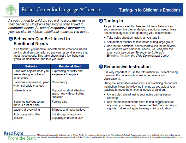 Tuning-In to Children's Emotions Teaching Aid