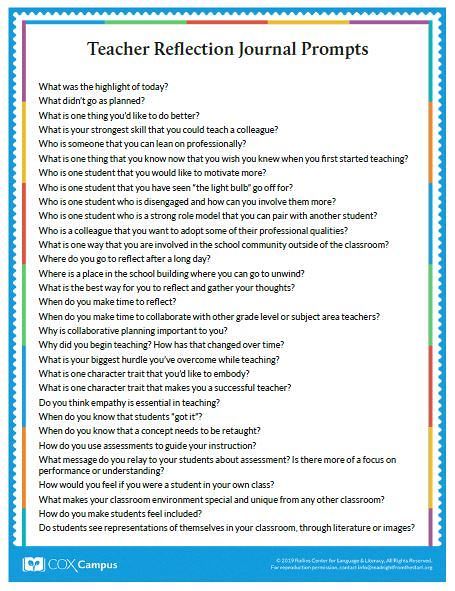 Teacher Journal Prompts