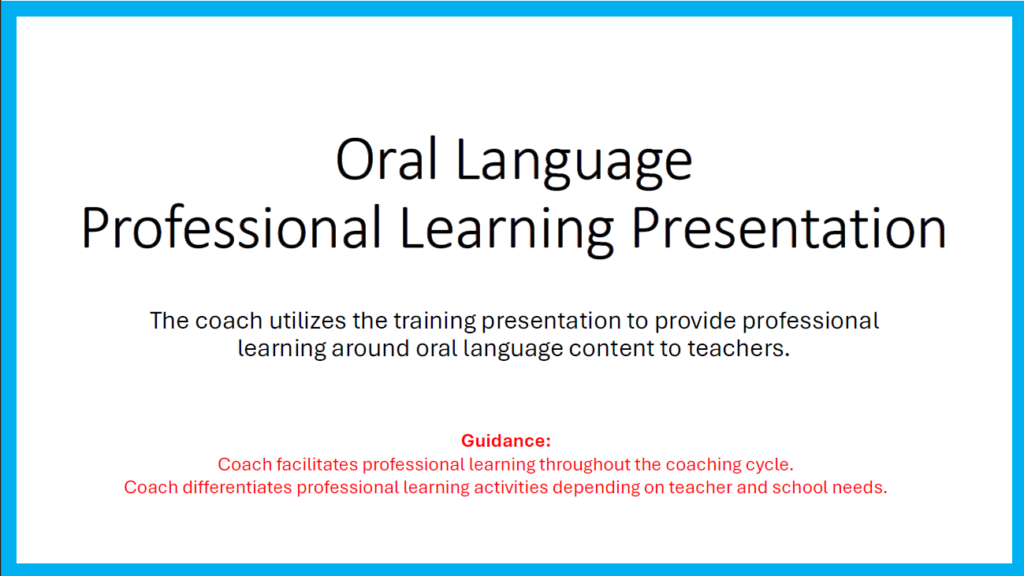 Oral Language Professional Learning Presentation