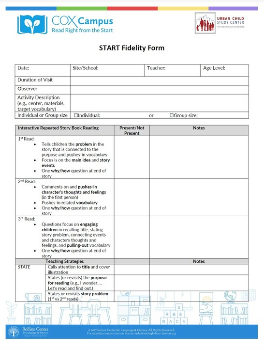 START Fidelity Form (Fillable)