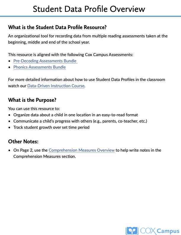 Student Data Profile Overview