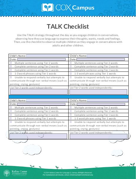TALK Checklist (Fillable)