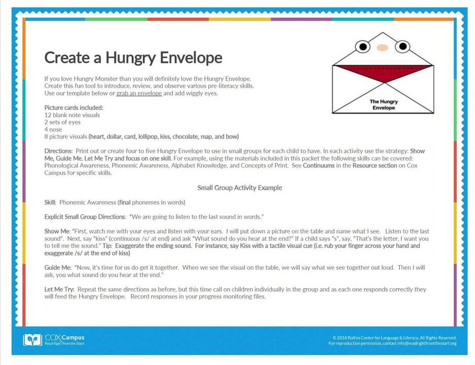 The Hungry Envelope Activity Template