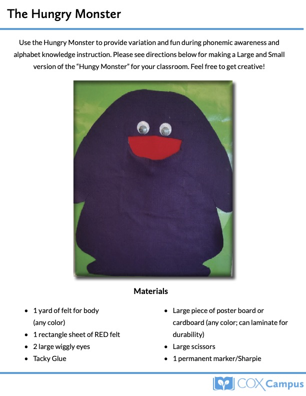 The Hungry Monster Activity Template