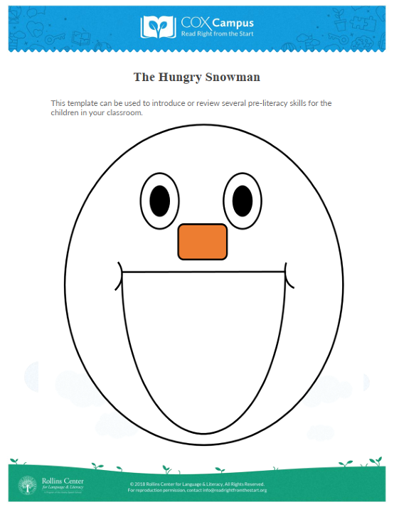 The Hungry Snowman Activity Template