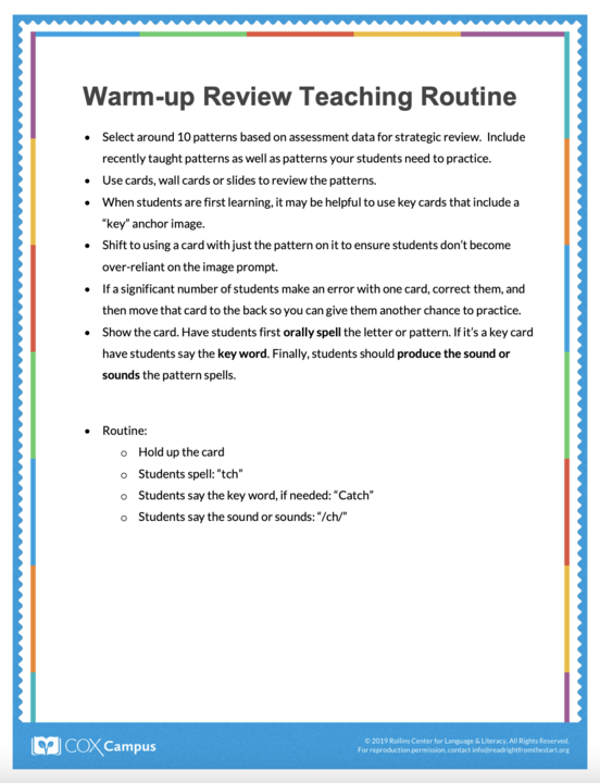 Warm-up Review Teaching Routine