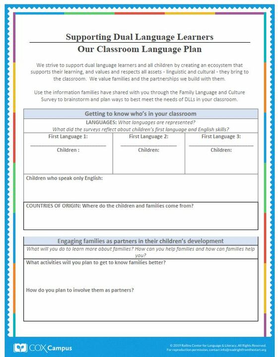 Classroom Language Plan Template (Fillable)