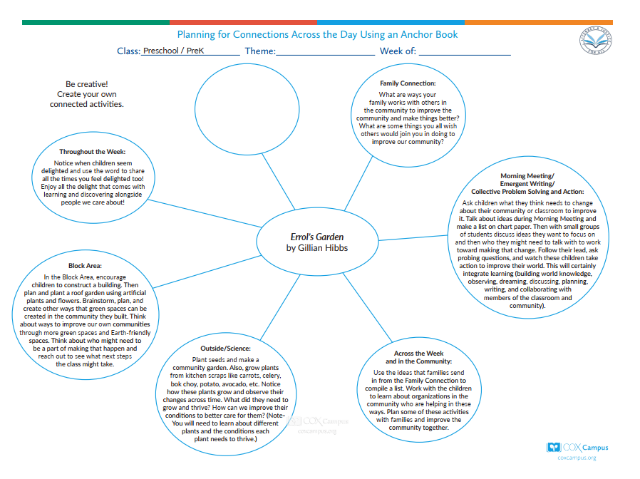 Literacy & Justice: Errol's Garden Bubble Map (Preschoolers)-Nature and Ecology