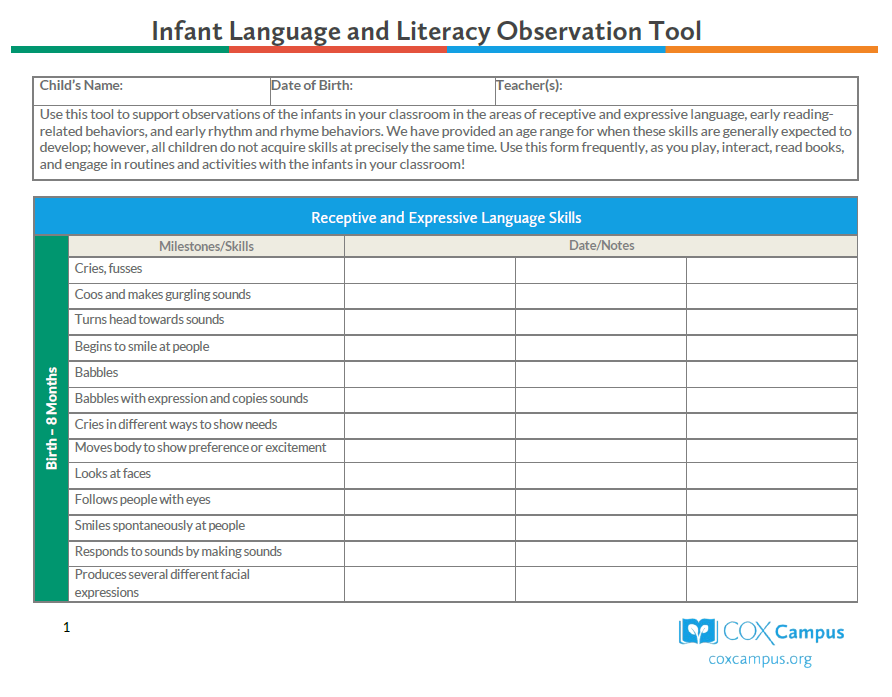 Infant Language and Literacy Observation Tool