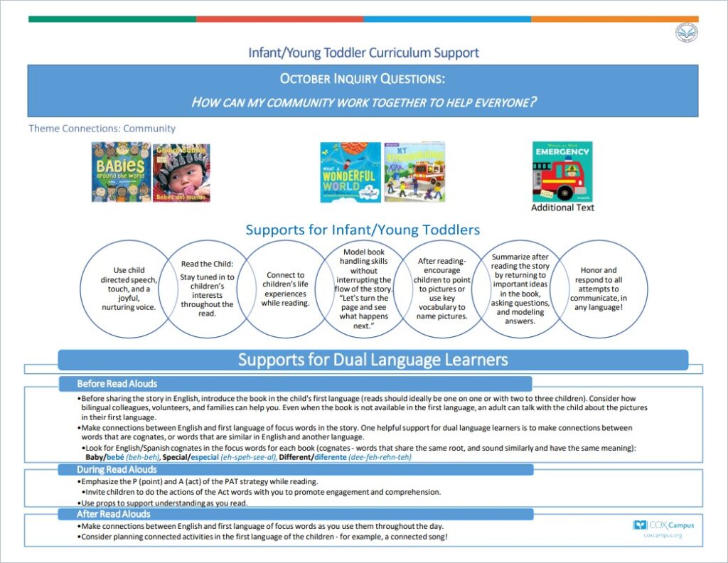 Literacy & Justice: Infants and Young Toddlers Curriculum Support-Community Theme