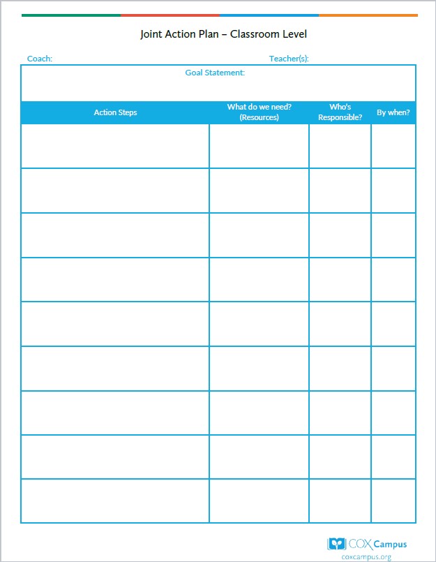 Joint Action Plan – Classroom Level