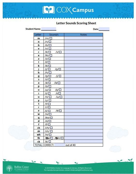 Letter Sounds Survey Scoring Sheet (fillable PDF)