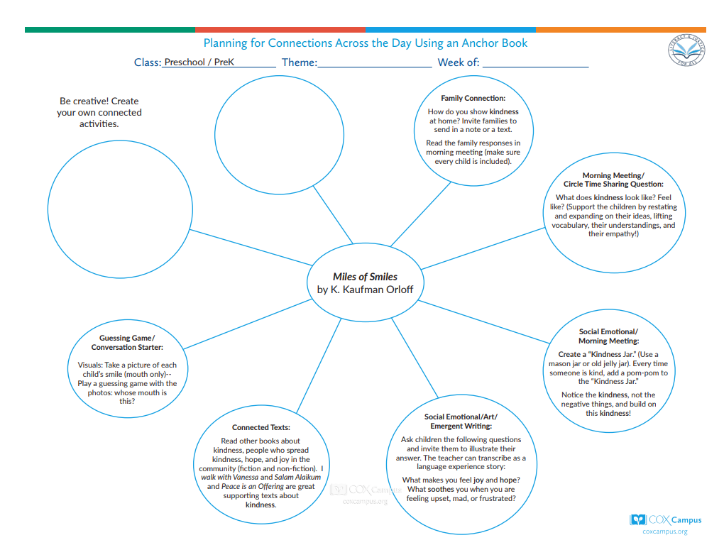 Literacy & Justice: Miles of Smiles  Bubble Map (Preschoolers) - Kindness and Gratitude Theme