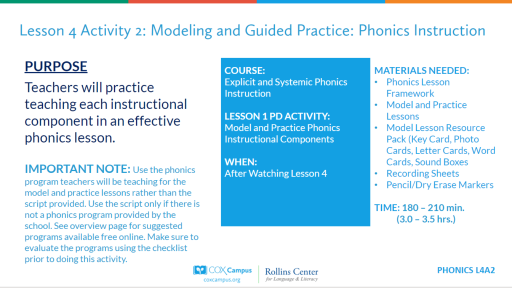Model and Guided Practice Phonics Instruction: Professional Learning Guide for Instructional Coaches
