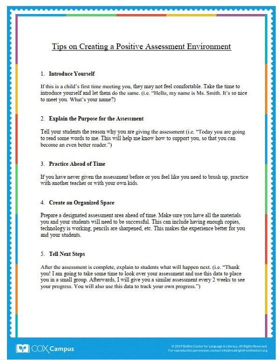 Tips on Creating a Positive Assessment Environment