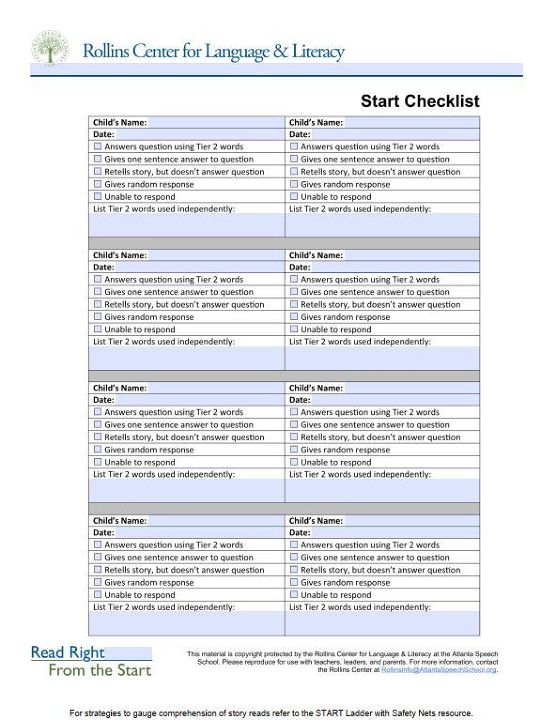 START Checklist (fillable PDF)