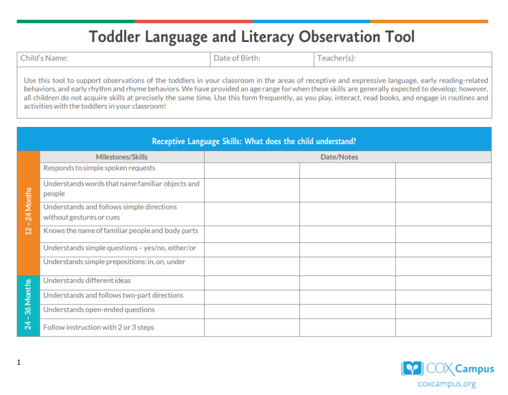 Toddler Language and Literacy Observation Tool