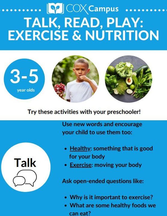 Talk, Read, Play: Exercise and Nutrition