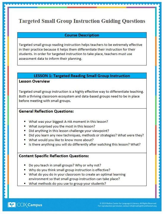 Targeted Small Group Instruction Course Guide